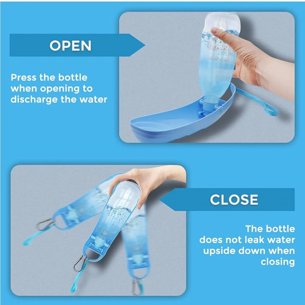 Portable pet water bottles Blue and gray